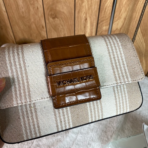 michael kors medium striped canvass shoulder bag - Picture 6 of 6